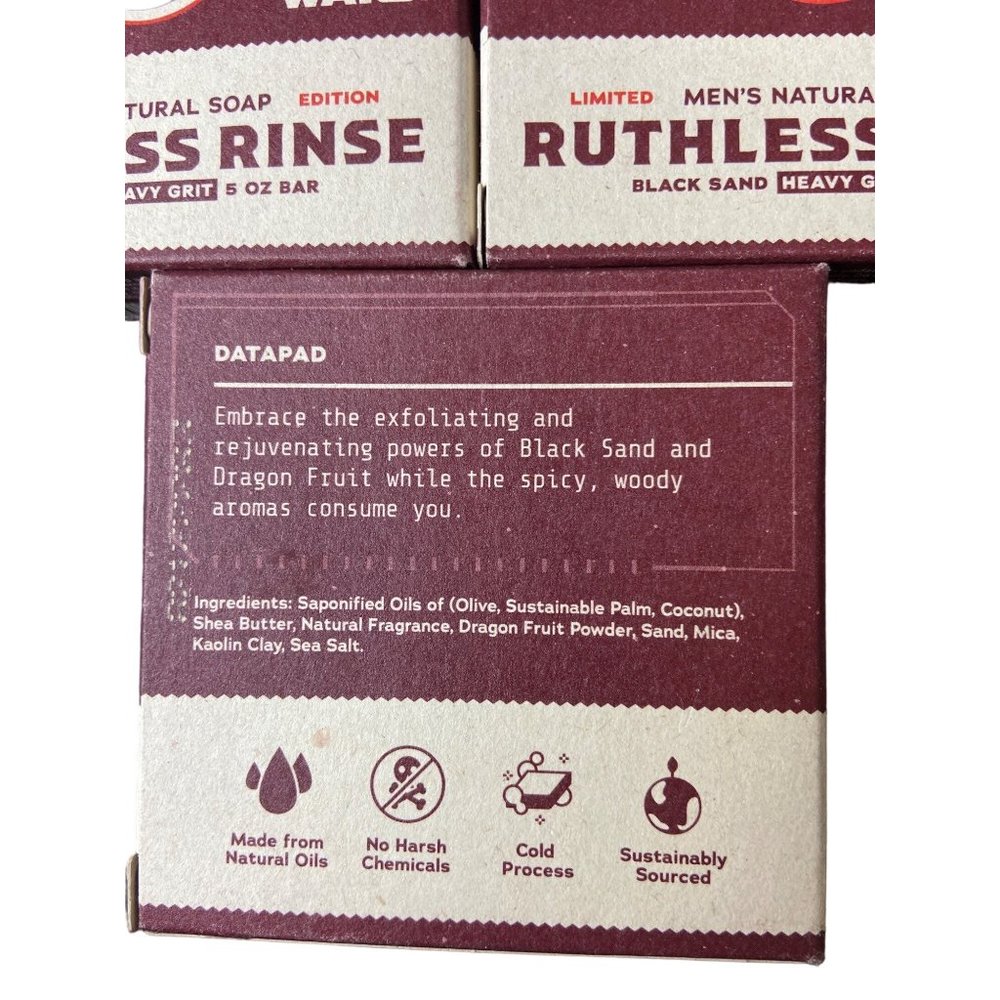 3pk Dr Squatch Ruthless Rinse Darth Maul Star Wars Mens 5oz Bar Soap Heavy Grit - Picture 2 of 3